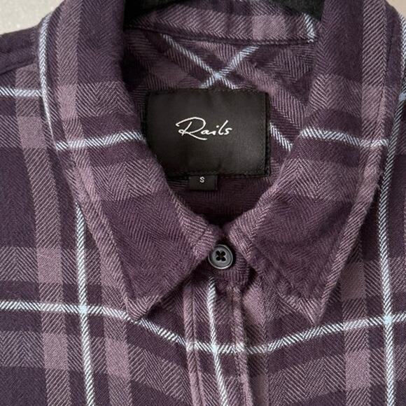 RAILS REVOLVE Hunter Long Sleeve Button Up Plaid Shirt in Onyx Slate White S - Picture 4 of 5